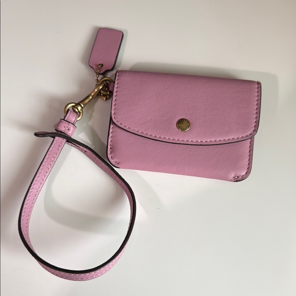 Coach Leather Card Case with Detachable Bag Strap